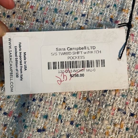 NEVER WORN still with tags Sara Campbell S/S Tweed shift w/Patch pockets ivory - Picture 4 of 9